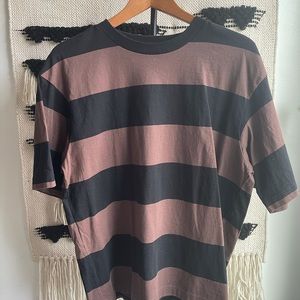 Uniqlo oversized boxy fit men rugby stripe short sleeve t shirt